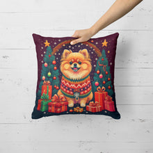 Load image into Gallery viewer, Pomeranian Christmas Throw Pillow - 14x14 Decorative Pillow – Art for Your Home &amp; Patio