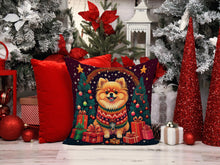 Load image into Gallery viewer, Pomeranian Christmas Throw Pillow - 14x14 Decorative Pillow – Art for Your Home &amp; Patio
