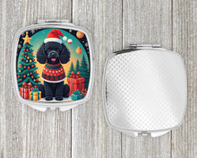 Load image into Gallery viewer, Black Toy Poodle Christmas Compact Mirror – Stylish Purse Mirror with Artistic Covers