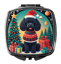 Load image into Gallery viewer, Black Toy Poodle Christmas Compact Mirror – Stylish Purse Mirror with Artistic Covers