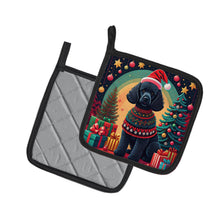 Load image into Gallery viewer, Black  Poodle Christmas Pot Holders - Set of 2 Decorative Kitchen Helpers | Made in the USA