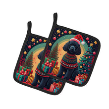 Load image into Gallery viewer, Black  Poodle Christmas Pot Holders - Set of 2 Decorative Kitchen Helpers | Made in the USA