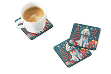 Load image into Gallery viewer, White Poodle Christmas Coasters - Set of 4 Lightweight Foam, Absorbent Drink Coasters
