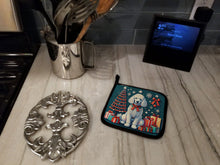 Load image into Gallery viewer, White Poodle Christmas Pot Holders - Set of 2 Decorative Kitchen Helpers | Made in the USA