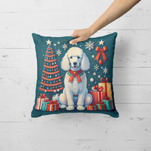 Load image into Gallery viewer, White Poodle Christmas Throw Pillow - 14x14 Decorative Pillow – Art for Your Home &amp; Patio