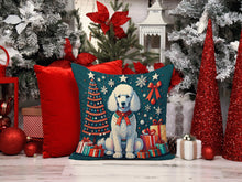 Load image into Gallery viewer, White Poodle Christmas Throw Pillow - 14x14 Decorative Pillow – Art for Your Home &amp; Patio