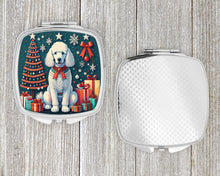 Load image into Gallery viewer, White Poodle Christmas Compact Mirror – Stylish Purse Mirror with Artistic Covers