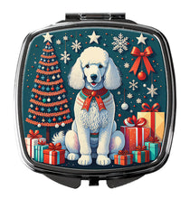 Load image into Gallery viewer, White Poodle Christmas Compact Mirror – Stylish Purse Mirror with Artistic Covers