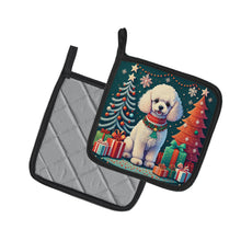 Load image into Gallery viewer, White Toy Poodle Christmas Pot Holders - Set of 2 Decorative Kitchen Helpers | Made in the USA