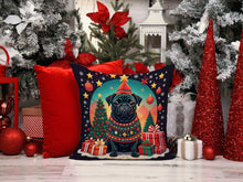 Load image into Gallery viewer, Black Pug Christmas Throw Pillow - 14x14 Decorative Pillow – Art for Your Home &amp; Patio