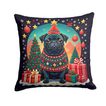 Load image into Gallery viewer, Black Pug Christmas Fabric Decorative Pillow