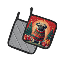 Load image into Gallery viewer, Fawn Pug Christmas Pot Holders - Set of 2 Decorative Kitchen Helpers | Made in the USA