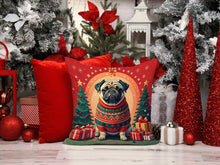 Load image into Gallery viewer, Fawn Pug Christmas Fabric Decorative Pillow