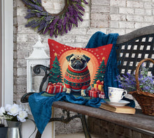 Load image into Gallery viewer, Fawn Pug Christmas Fabric Decorative Pillow