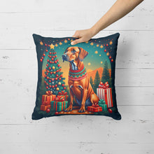 Load image into Gallery viewer, Rhodesian Ridgeback Christmas Throw Pillow - 14x14 Decorative Pillow – Art for Your Home &amp; Patio