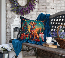 Load image into Gallery viewer, Rhodesian Ridgeback Christmas Fabric Decorative Pillow