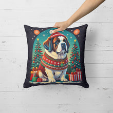 Load image into Gallery viewer, Saint Bernard Christmas Throw Pillow - 14x14 Decorative Pillow – Art for Your Home &amp; Patio