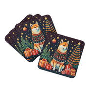 Load image into Gallery viewer, Shiba Inu Christmas Coasters - Set of 4 Lightweight Foam, Absorbent Drink Coasters