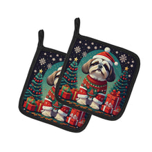 Load image into Gallery viewer, Shih Tzu Christmas Pot Holders - Set of 2 Decorative Kitchen Helpers | Made in the USA