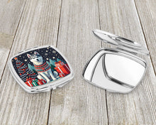 Load image into Gallery viewer, Siberian Husky Christmas Compact Mirror – Stylish Purse Mirror with Artistic Covers