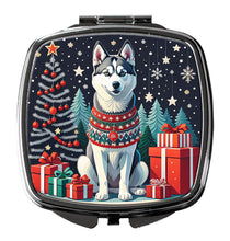 Load image into Gallery viewer, Siberian Husky Christmas Compact Mirror – Stylish Purse Mirror with Artistic Covers