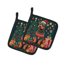 Load image into Gallery viewer, Welsh Terrier Christmas Pot Holders - Set of 2 Decorative Kitchen Helpers | Made in the USA
