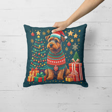Load image into Gallery viewer, Welsh Terrier Christmas Throw Pillow - 14x14 Decorative Pillow – Art for Your Home &amp; Patio