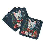 Load image into Gallery viewer, Westie Christmas Coasters - Set of 4 Lightweight Foam, Absorbent Drink Coasters