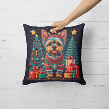Load image into Gallery viewer, Yorkie Yorkshire Terrier Christmas Throw Pillow - 14x14 Decorative Pillow – Art for Your Home &amp; Patio