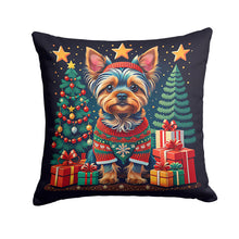 Load image into Gallery viewer, Yorkie Yorkshire Terrier Christmas Throw Pillow - 14x14 Decorative Pillow – Art for Your Home &amp; Patio