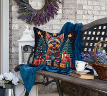 Load image into Gallery viewer, Yorkie Yorkshire Terrier Christmas Fabric Decorative Pillow