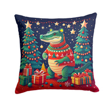 Load image into Gallery viewer, Alligator Christmas Throw Pillow - 14x14 Decorative Pillow – Art for Your Home &amp; Patio