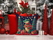 Load image into Gallery viewer, Alligator Christmas Fabric Decorative Pillow