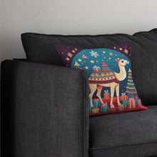 Load image into Gallery viewer, Camel Christmas Throw Pillow - 14x14 Decorative Pillow – Art for Your Home &amp; Patio
