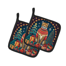 Load image into Gallery viewer, Cheetah Christmas Pot Holders - Set of 2 Decorative Kitchen Helpers | Made in the USA
