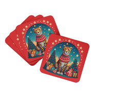 Load image into Gallery viewer, Cheetah Christmas Foam Coaster