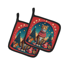 Load image into Gallery viewer, Cheetah Christmas Pot Holders - Set of 2 Decorative Kitchen Helpers | Made in the USA