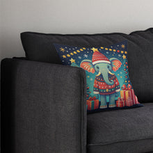 Load image into Gallery viewer, Elephant Christmas Throw Pillow - 14x14 Decorative Pillow – Art for Your Home &amp; Patio
