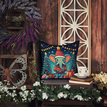 Load image into Gallery viewer, Elephant Christmas Fabric Decorative Pillow