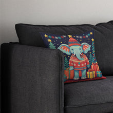 Load image into Gallery viewer, Elephant Christmas Throw Pillow - 14x14 Decorative Pillow – Art for Your Home &amp; Patio
