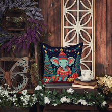 Load image into Gallery viewer, Elephant Christmas Fabric Decorative Pillow