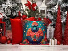 Load image into Gallery viewer, Gorilla Christmas Throw Pillow - 14x14 Decorative Pillow – Art for Your Home &amp; Patio