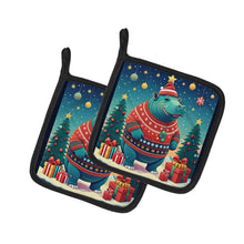 Load image into Gallery viewer, Hippopotamus Christmas Pot Holders - Set of 2 Decorative Kitchen Helpers | Made in the USA