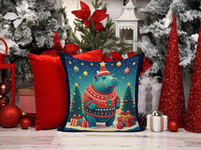 Load image into Gallery viewer, Hippopotamus Christmas Throw Pillow - 14x14 Decorative Pillow – Art for Your Home &amp; Patio