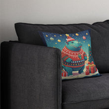 Load image into Gallery viewer, Hippopotamus Christmas Throw Pillow - 14x14 Decorative Pillow – Art for Your Home &amp; Patio