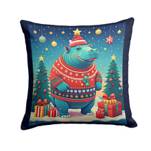 Load image into Gallery viewer, Hippopotamus Christmas Throw Pillow - 14x14 Decorative Pillow – Art for Your Home &amp; Patio