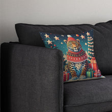 Load image into Gallery viewer, Leopard Christmas Throw Pillow - 14x14 Decorative Pillow – Art for Your Home &amp; Patio