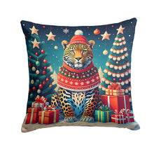 Load image into Gallery viewer, Leopard Christmas Throw Pillow - 14x14 Decorative Pillow – Art for Your Home &amp; Patio