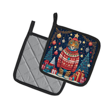 Load image into Gallery viewer, Leopard Christmas Pot Holders - Set of 2 Decorative Kitchen Helpers | Made in the USA