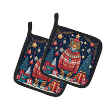 Load image into Gallery viewer, Leopard Christmas Pot Holders - Set of 2 Decorative Kitchen Helpers | Made in the USA